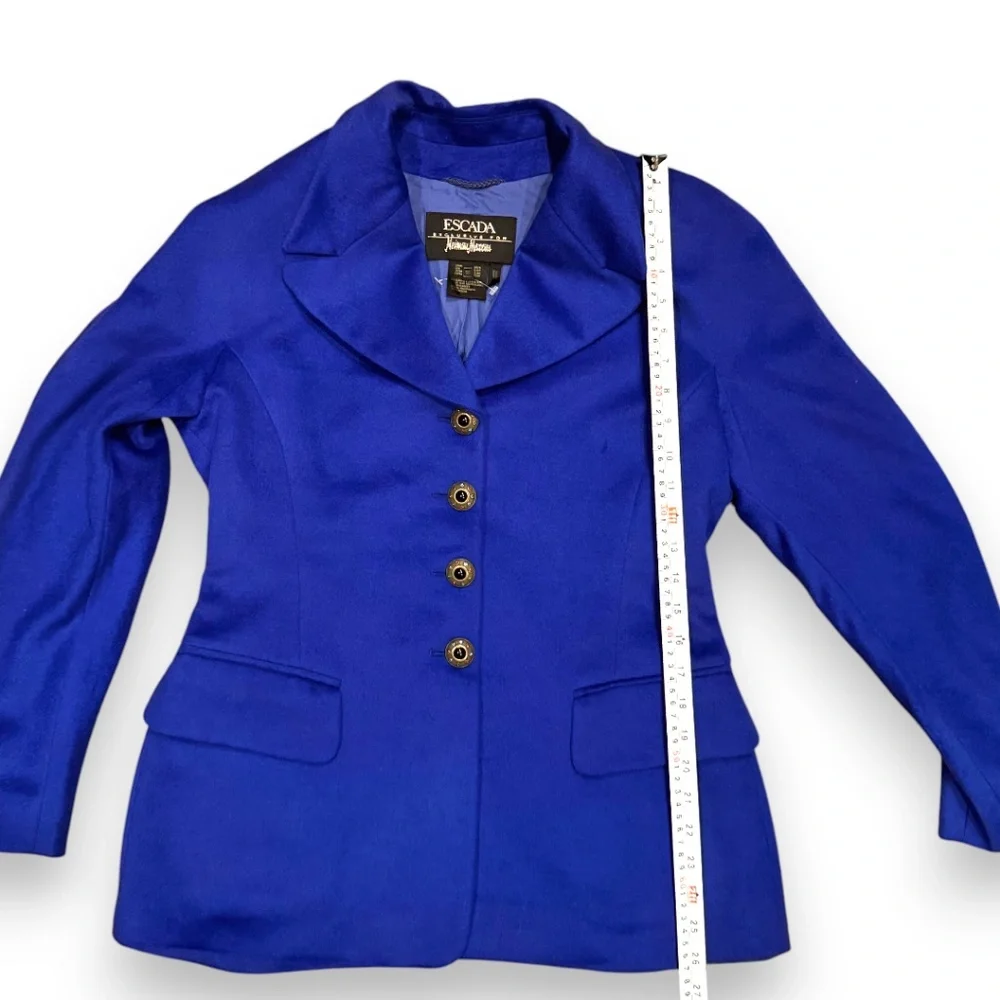 ESCADA Royal blue wool angora cashgora blazer jeweled buttons size 38 / US 8